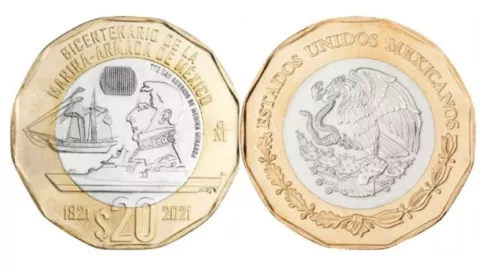 Moneda de 20 pesos de la Marina