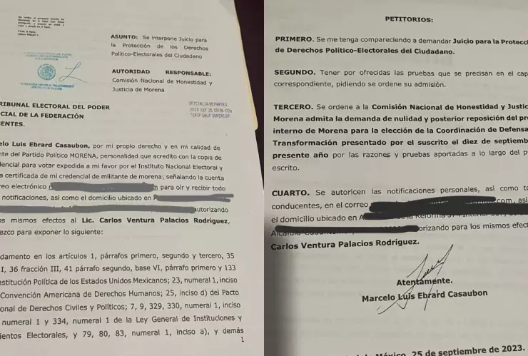 Marcelo Ebrard presenta juicio en contra de la Comisión de Honor y Justicia de Morena