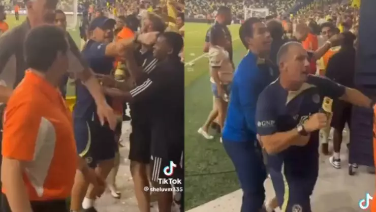 VIDEO Preparador físico del América pelea con aficionados tras pérdida