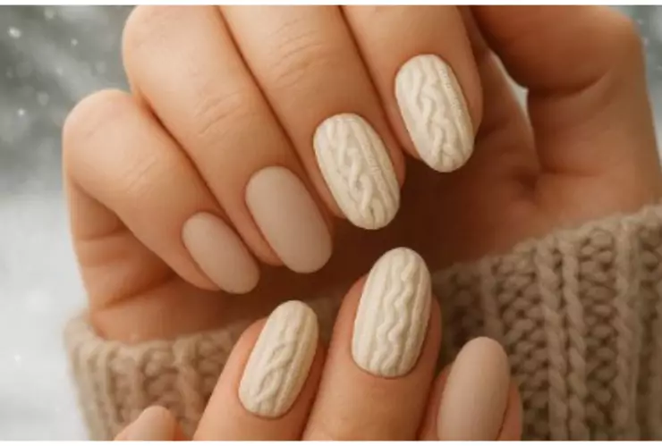 uñas efecto sueter blancas