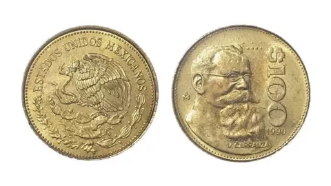 Emitida por el Banco de México en 1989, es una moneda muy codiciada por los coleccionistas.
