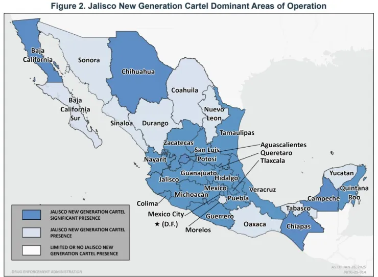El mapa del CJNG: Los estados donde mantiene su dominio en México
