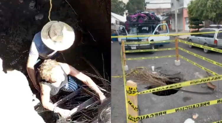 mujer cae a socavón en Guadalajara, Jalisco