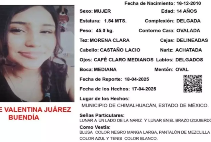 ALERTA AMBER: ¡Es Urgente! Jade Valentina Juárez Buendía desapareció en el Edomex