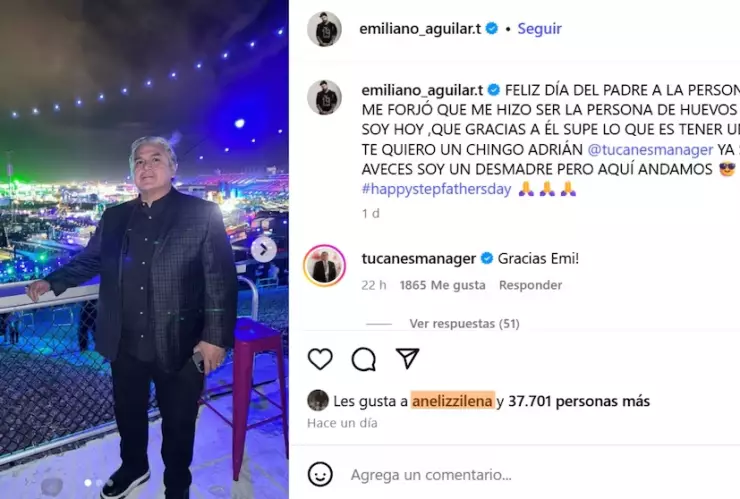 Así reaccionó la esposa de Pepe Aguilar al mensaje que su hijastro, Emiliano Aguilar subió por el Día del Padre 
