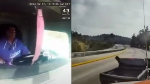 Violento asalto a un trailero en la autopista México-Puebla (VIDEO)