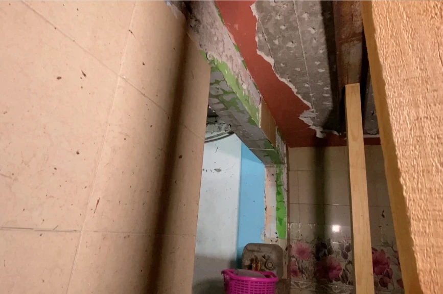 Hogar de la familia Frías después de una explosión.