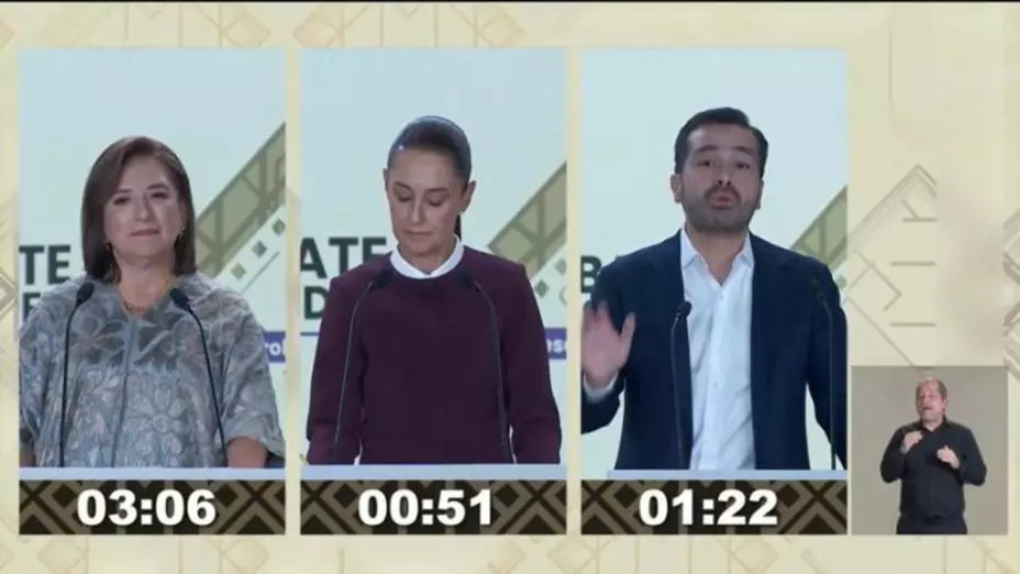 Segundo debate presidencial de México mide a Sheinbaum, Gálvez y Máynez.jpg