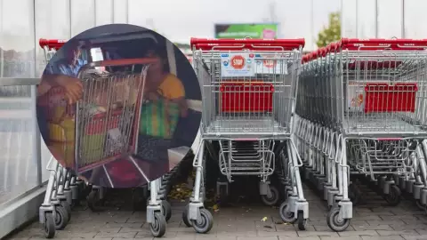 ¡Se llevó TODO! Viralizan a mujer en redes sociales por subir carro de super a combi.jpg