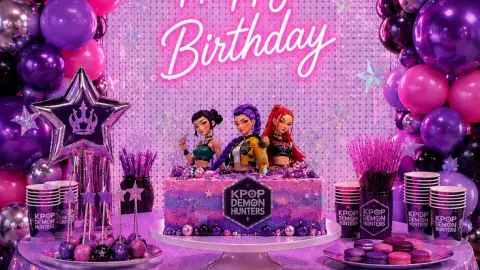 El paso a paso para crear un fondo de globos de las Guerreras K-Pop