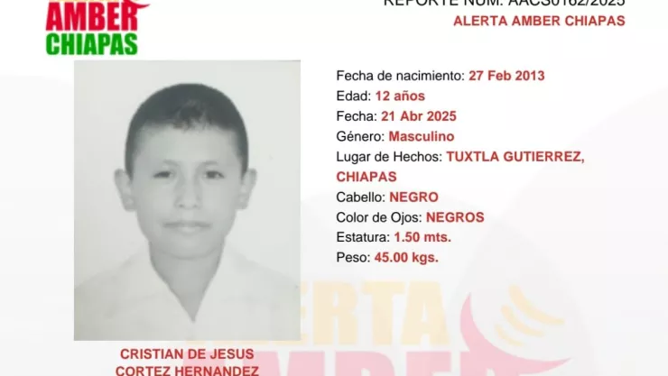 Cristian de Jesús Alerta Amber Chiapas