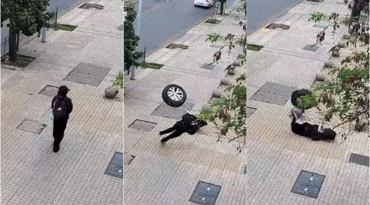 Un hombre es golpeado por una llanta en plena luz del día