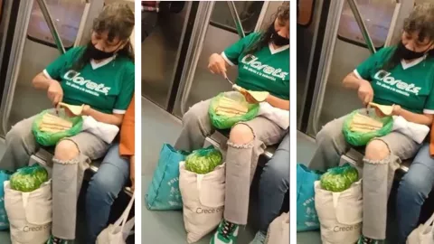captan a mujer haciendo tacos de papa en el metro de la cdmx.jpg