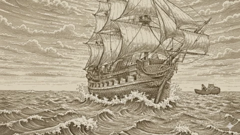 Barco y bote en el océano