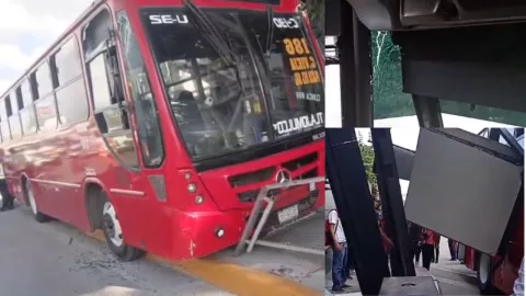 Tenso VIDEO | Al interior del camión, momento del impacto que dejó 4 heridos y una parada de autobús destruida en López Mateos