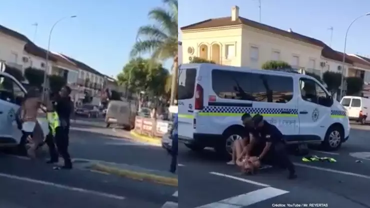 mujer choca carro bikini baila.jpg