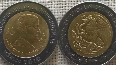 moneda conmemorativa de 5 pesos de la revolución mexicana
