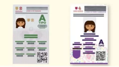 Licencia tipo “A” de la CDMX a lado de una licencia de conducir permanente.