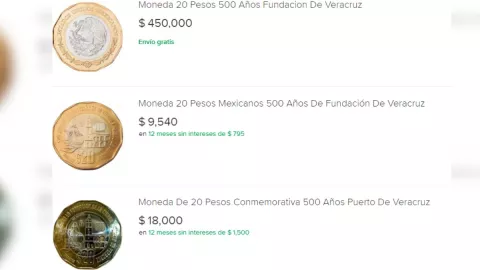 Moneda de 20 pesos conmemorativa de los 500 años de Veracruz