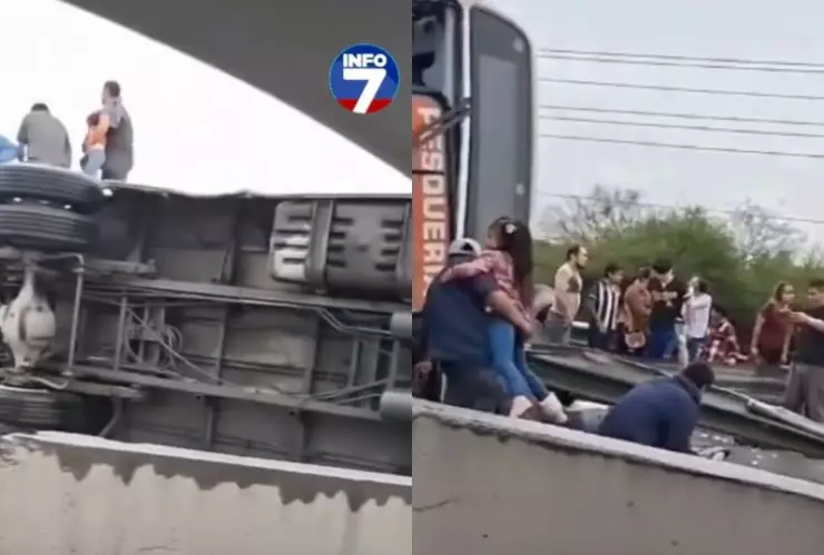 Imágenes impactantes: autobús se vuelca en Apodaca y provoca la muerte de ocho personas