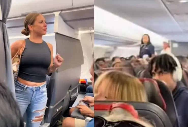VIDEO Mujer pelea con hombre ‘imaginario’ en el avión en EU