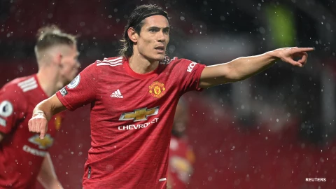 Edinson Cavani con Manchester United