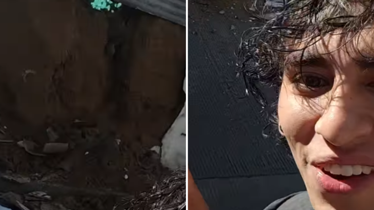 Joven capta momento en que un muro por terremoto en Colombia