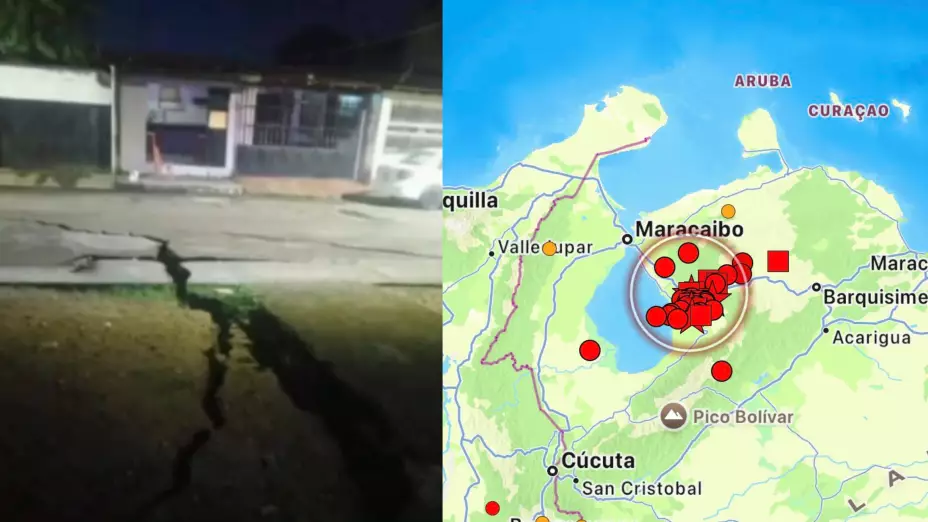 Grietas tras serie de sismos y réplicas en Venezuela; el mapa muestra las zonas en donde se ha sacudido la Tierra.