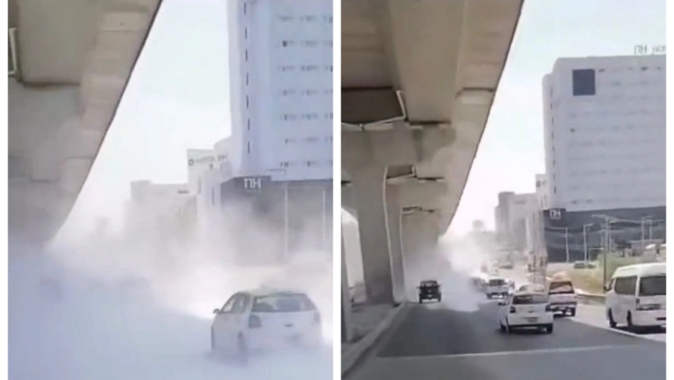 caída de cal en la autopista