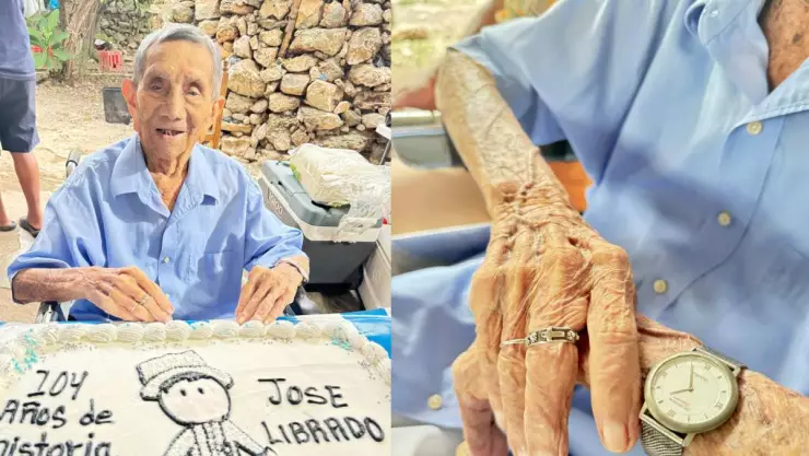 Abuelito yucateco celebra 104 años y se vuelve viral en redes