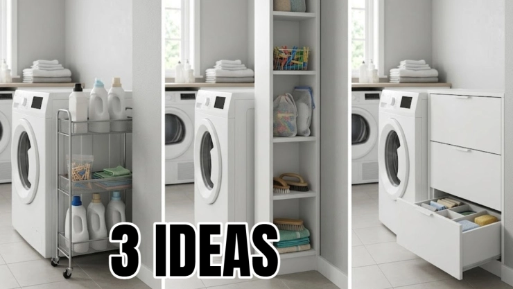 Qué hacer con el hueco entre la lavadora y la pared: 3 ideas para convertirlo en un almacenamiento secreto