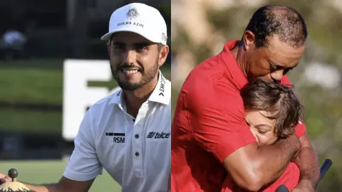 Abraham Ancer y Tiger Woods momentos del 2021