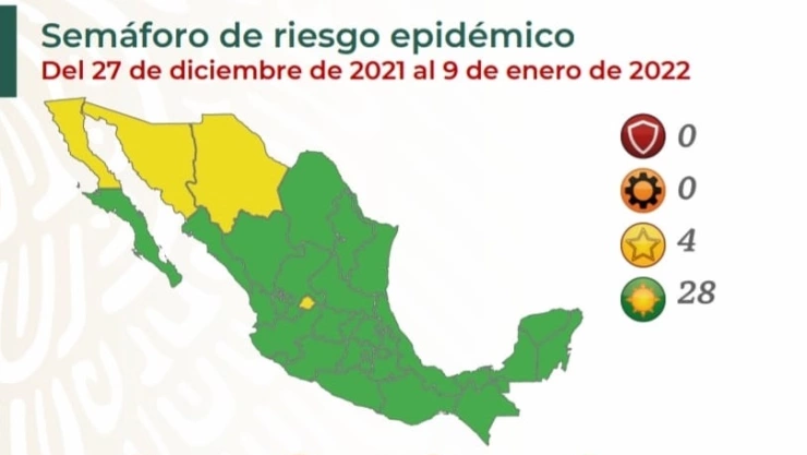 semaforo covid estados 27 de diciembre
