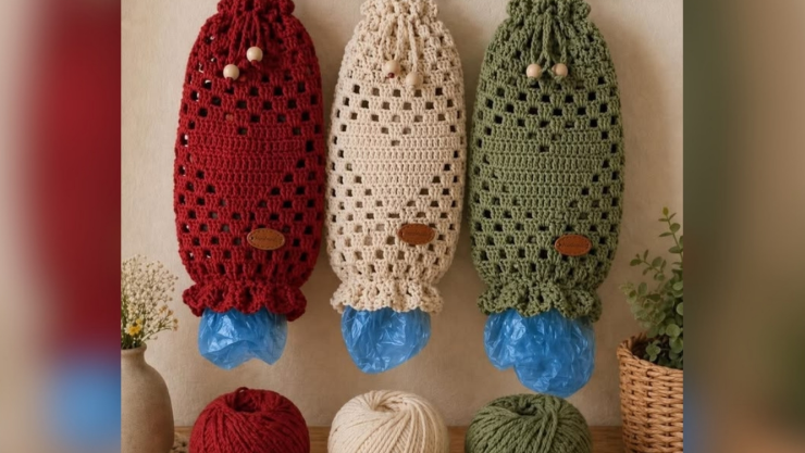 Cómo tejer un dispensador de bolsas de plástico a crochet para mantener la despensa limpia y ordenada