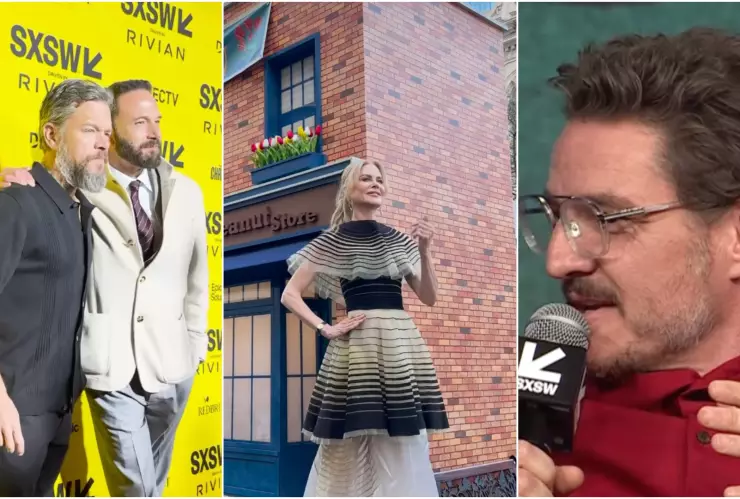 una pantalla dividida en tres con alguno de los artistas que se presentaron en la SXSW.