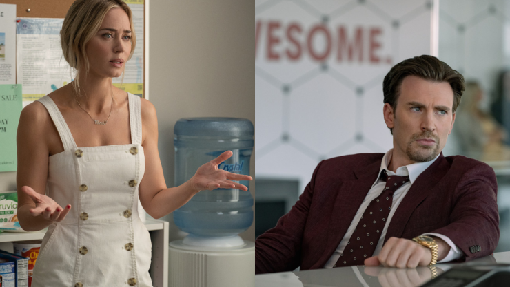 Emily Blunt y Chris Evans en Pain Hustlers