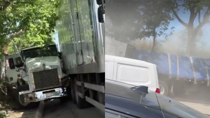 Choque de tráiler sin frenos durante bloqueo de la CNTE en Tuxtla Gutiérrez (VIDEO)