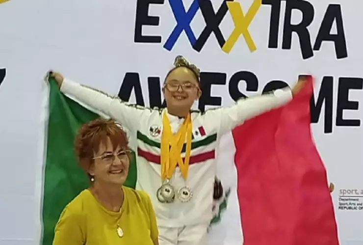 Gimnasta Helena Cárdenas con síndrome de Down, gana medallas de oro en Mundial