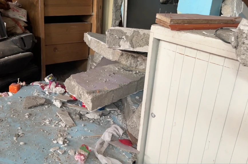 Hogar de la familia Frías después de una explosión.