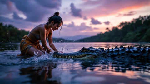 VIDEO: Cocodrilo ataca a mujer que se lavaba los pies en Indonesia