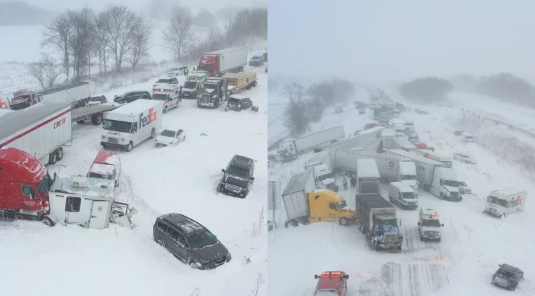 Carambola de coches en la nieve