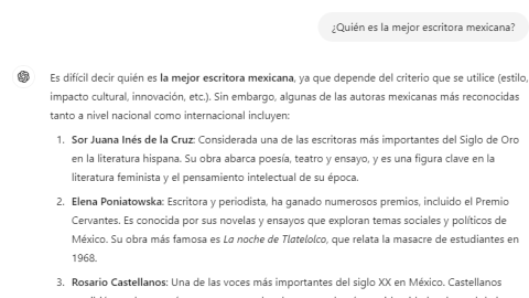 IA respondiendo sobre la mejor escritora mexicana