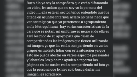 Policía señalada en video intimo dentro de patrulla rompe el silencio en redes sociales