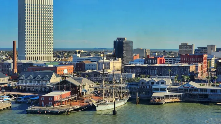 Fotografía del puerto de la isla de Galveston, en Texas.