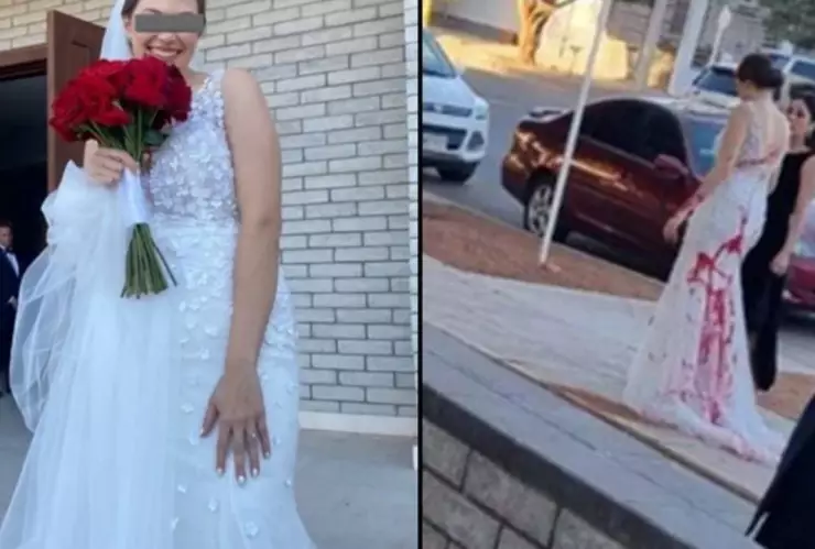 Avientan pintura roja a novia su vestido el día de su boda