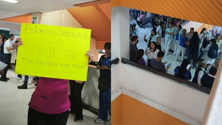 protesta-en-el-imss-cajeme-en-sonora-fallas-aire-acondicionado-por-altas-temperaturas
