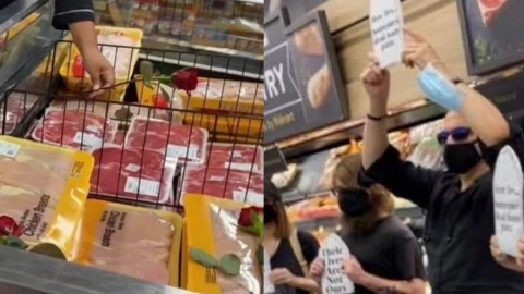 veganos hacen funeral en supermercado