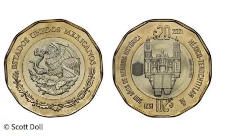 moneda de 20 pesos como es