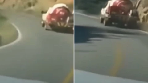 Video de pipa de gas cayendo a barranco Puebla