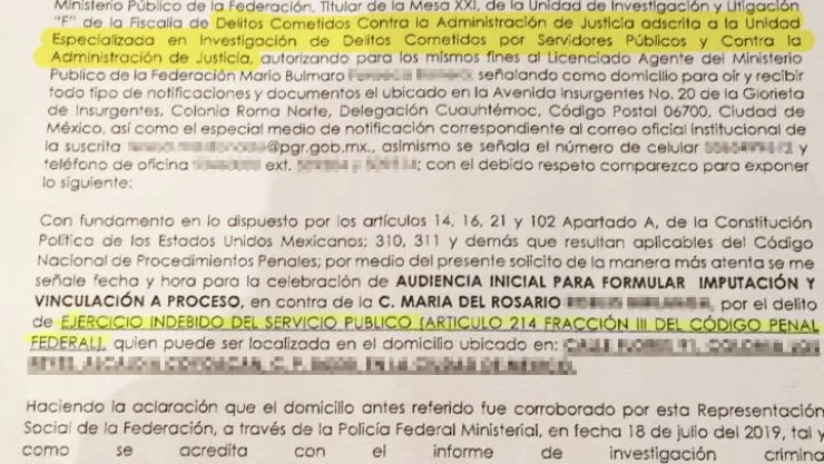 Oficio Rosario Robles